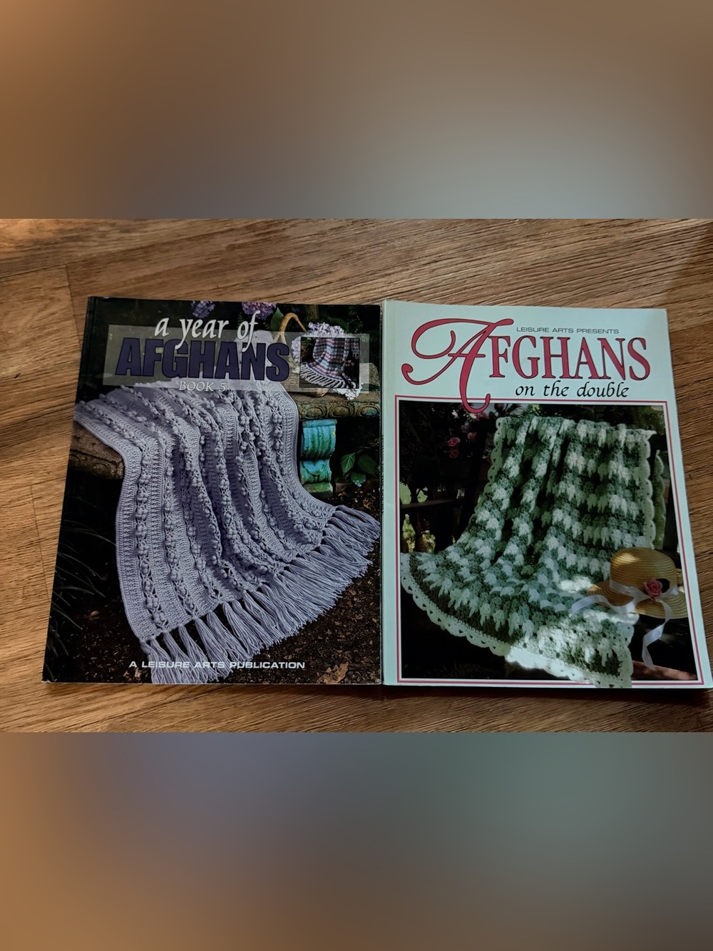 Leisure Arts A Year of Afghans & Afghans On The Double Crochet Pattern Books